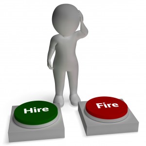 Hire Fire Buttons Shows Employment